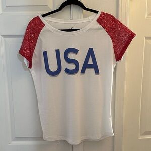 Jantzen USA Sequence White Cotton Blend Top Large NWOT